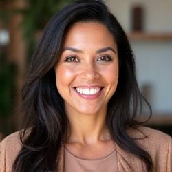 Dr. Alana Sharma, a certified nutritionist and community moderator, smiling confidently.